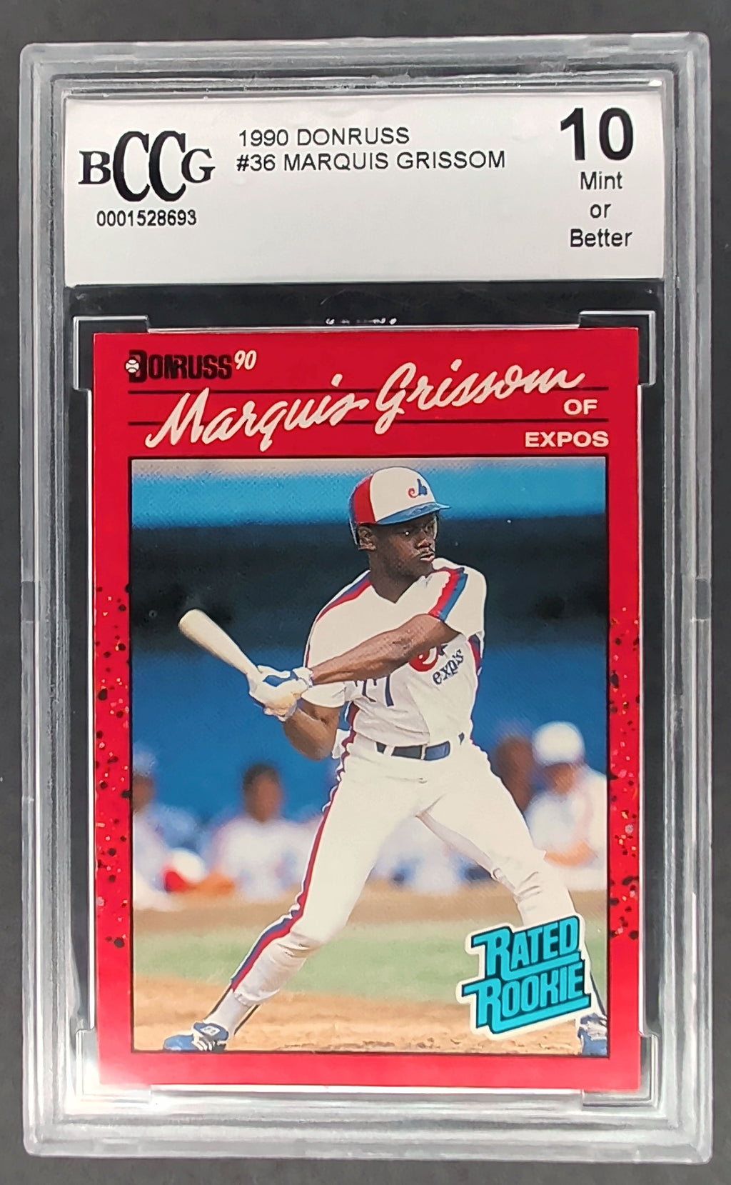 1990 Donruss #36c Marquis Grissom Graded Slab BCCG 10 H02