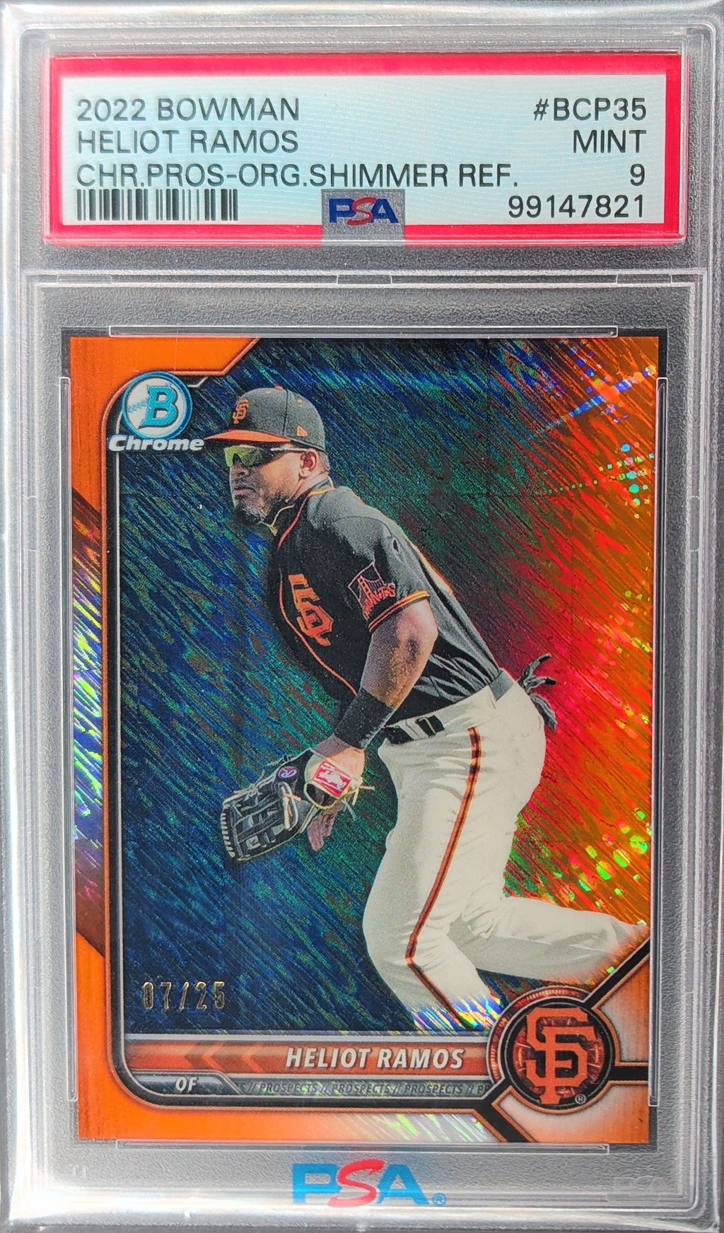 2022 Bowman Chrome   Heliot Ramos Orange Shimmer Refractors #/25 PSA 9 H03