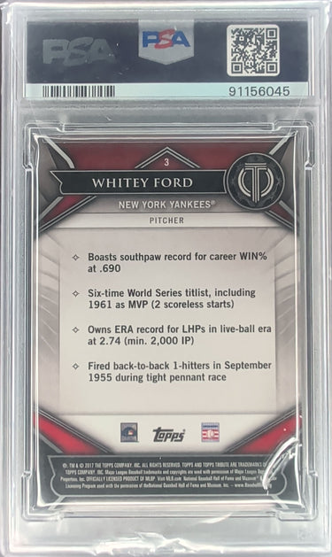 2017 Topps Tribute #3 Whitey Ford Red #/10 PSA 9 H03
