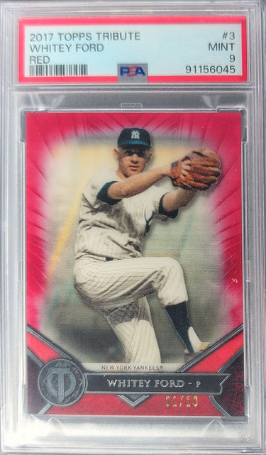 2017 Topps Tribute #3 Whitey Ford Red #/10 PSA 9 H03