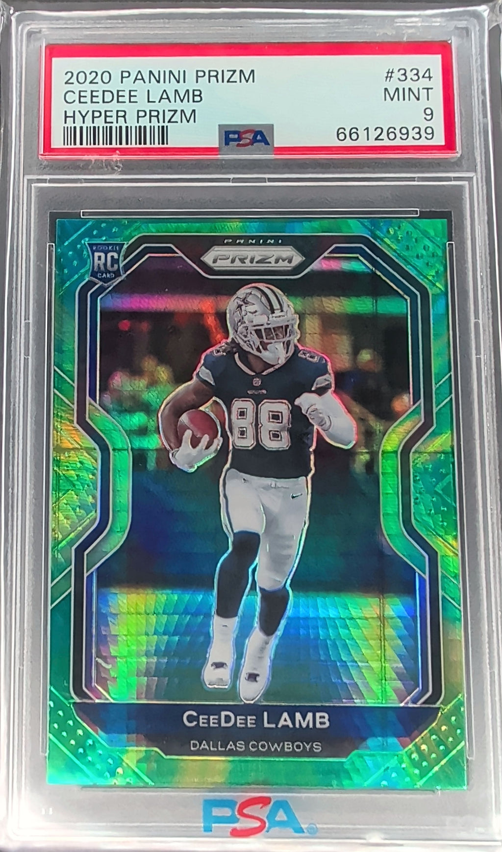 2020 Panini Prizm #334 CeeDee Lamb Prizm Hyper #/175 Graded Slab H03