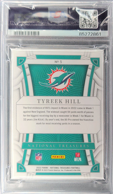 2022 Panini National Treasures #5 Tyreek Hill Stars and Stripes #/13 PSA 9 H03