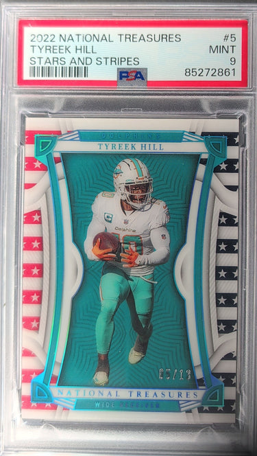 2022 Panini National Treasures #5 Tyreek Hill Stars and Stripes #/13 PSA 9 H03
