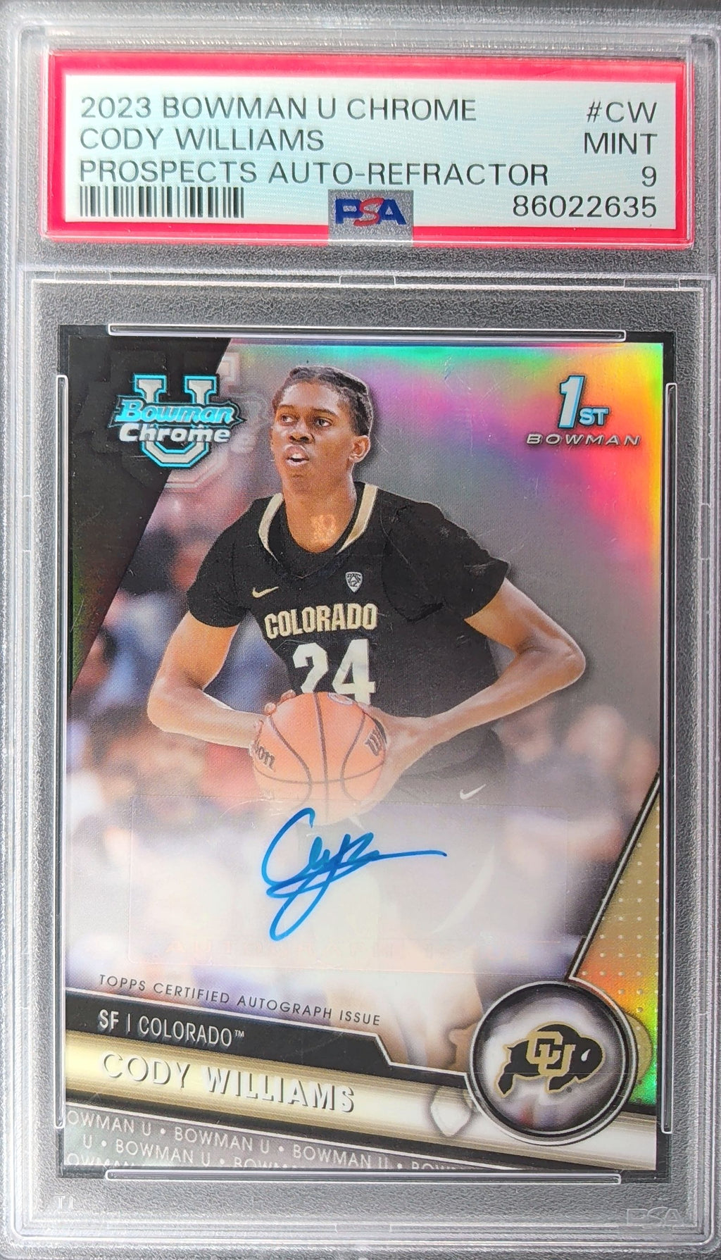 2023-24 Bowman U Chrome Cody Williams Autographs Refractor #/250 PSA 9H03