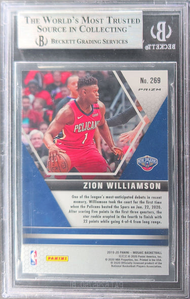 2019-20 Panini Mosaic #269 Zion Williamson Reactive Blue BGS 9 H03