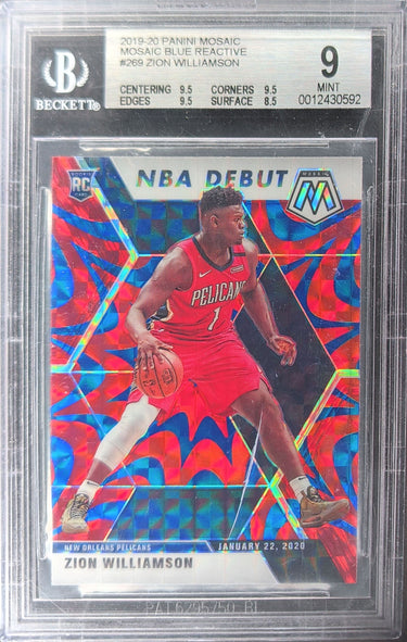 2019-20 Panini Mosaic #269 Zion Williamson Reactive Blue BGS 9 H03