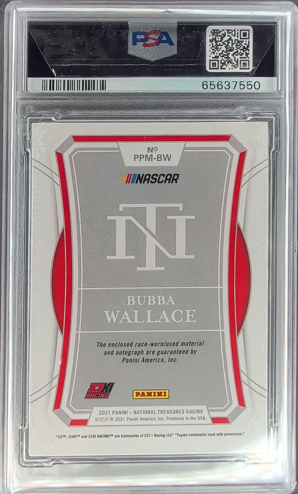 2020 National Treasures Bubba Wallace Patches Auto Gold #/10 Graded Slab H04