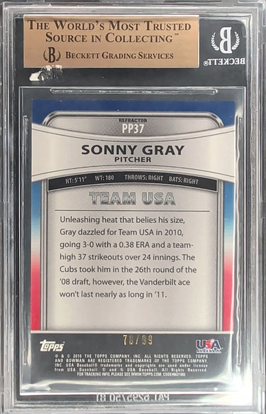 2010 Bowman Platinum Sonny Gray Prospects Blue Refractors #/99 BGS 9.5 H04