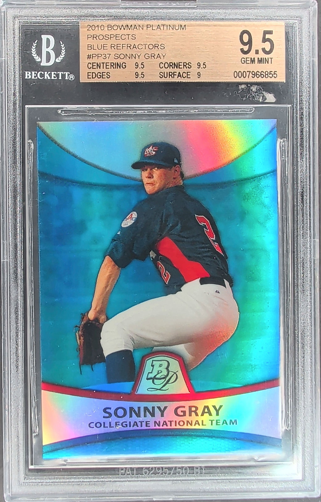 2010 Bowman Platinum Sonny Gray Prospects Blue Refractors #/99 BGS 9.5 H04
