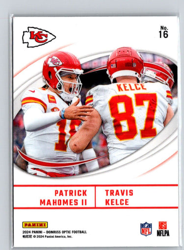 2024 Donruss Optic #16 Patrick Mahomes II / Travis Kelce Best Tuddys J01
