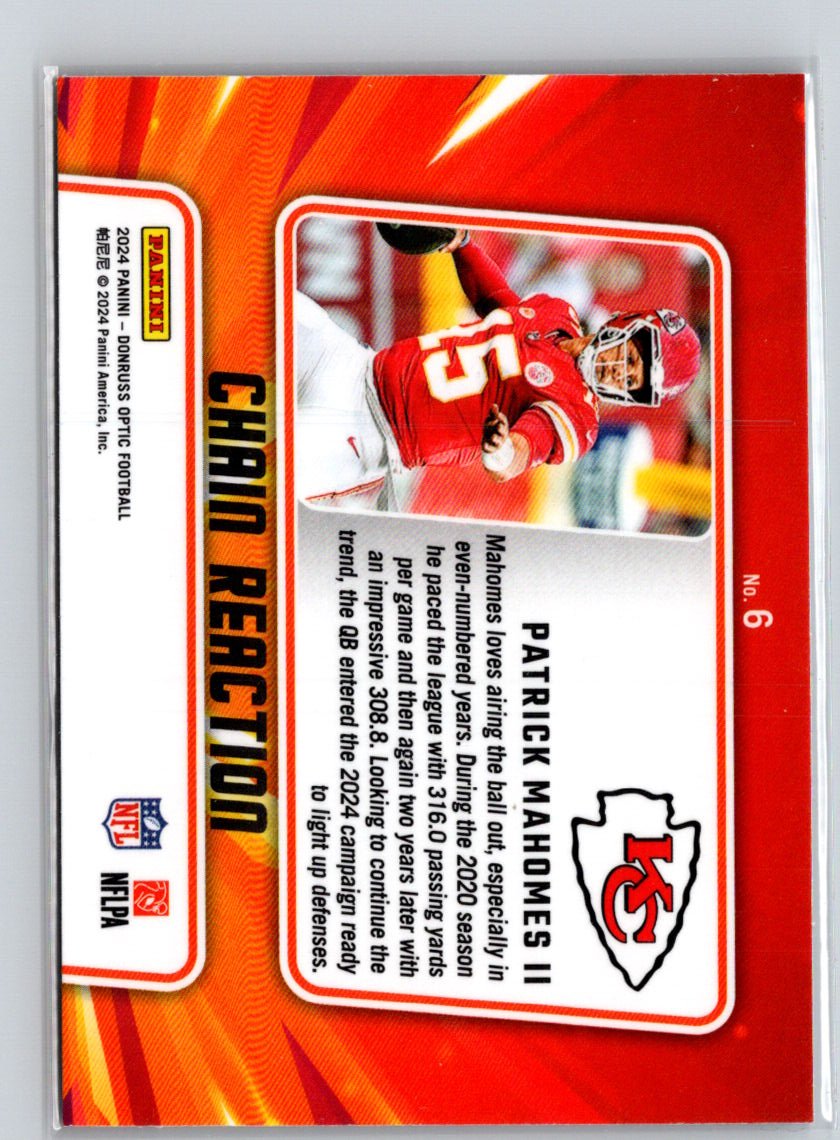 2024 Donruss Optic #6 Patrick Mahomes II Chain Reaction J01