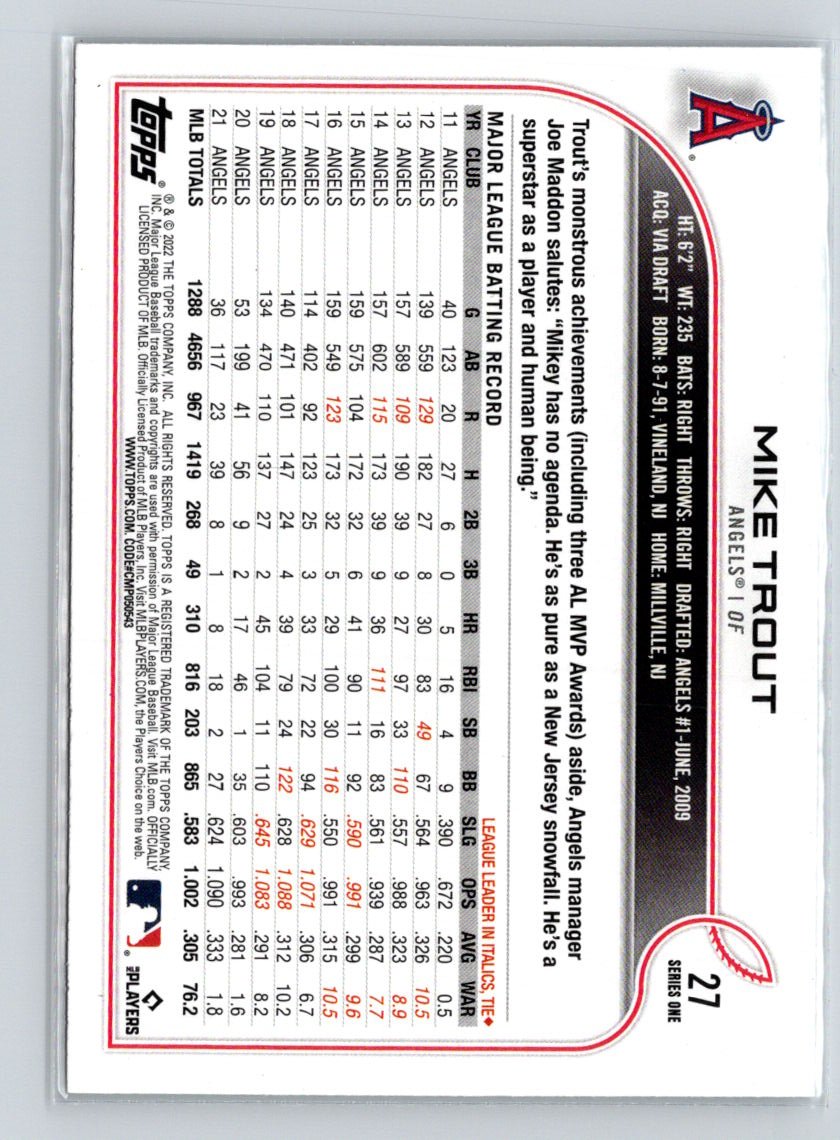 2022 Topps #27 Mike Trout J02