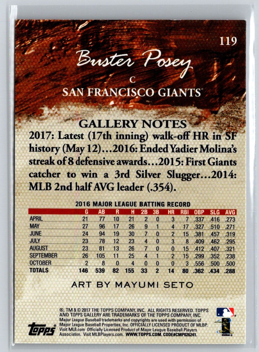 2017 Topps Gallery #119 Buster Posey J02