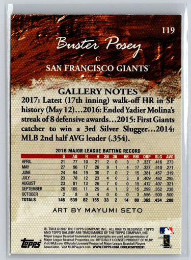 2017 Topps Gallery #119 Buster Posey J02