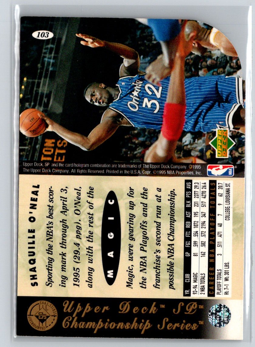 1994-95 SP Championship #103 Shaquille O'Neal Die Cuts J02