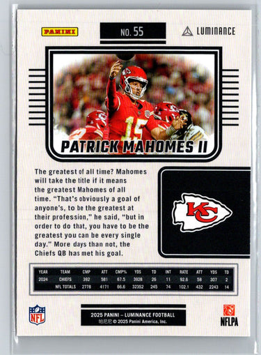2025 Panini Luminance #55 Patrick Mahomes II J02