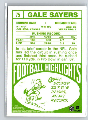 2010 Topps #75 Gale Sayers Anniversary Reprints J04