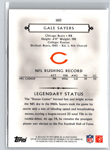 2011 Topps Gridiron Legends #160 Gale Sayers J05