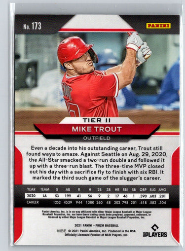 2021 Panini Prizm #173 Mike Trout Silver Prizm J07