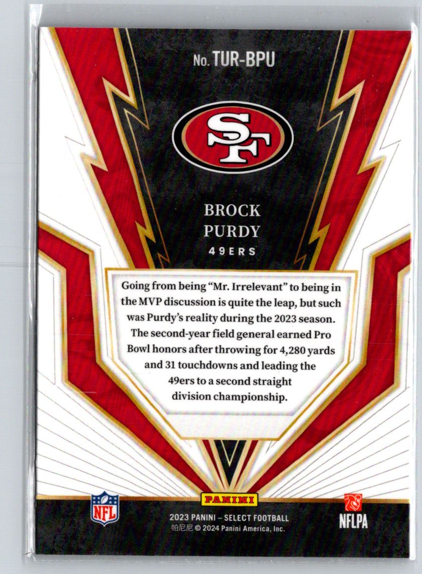 2023 Panini Select #TUR-BPU Brock Purdy Turbocharged J08