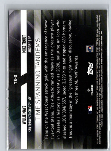 2023 Topps Update - Time Spanning Tandems #TS-3 Mike Trout / Willie Mays J10