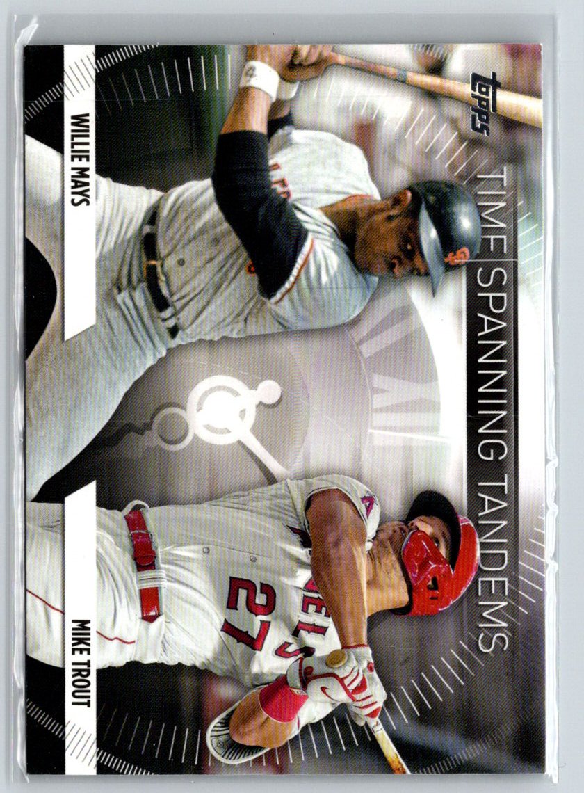2023 Topps Update - Time Spanning Tandems #TS-3 Mike Trout / Willie Mays J10