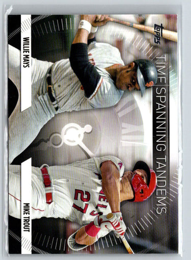 2023 Topps Update - Time Spanning Tandems #TS-3 Mike Trout / Willie Mays J10