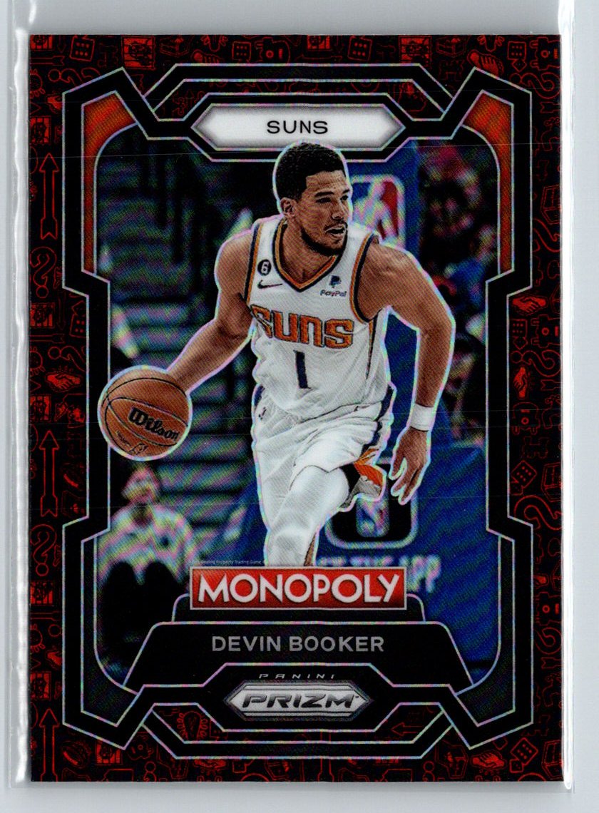 2023-24 Panini Prizm Monopoly #72 Devin Booker Monopoly Man Red Pattern J12