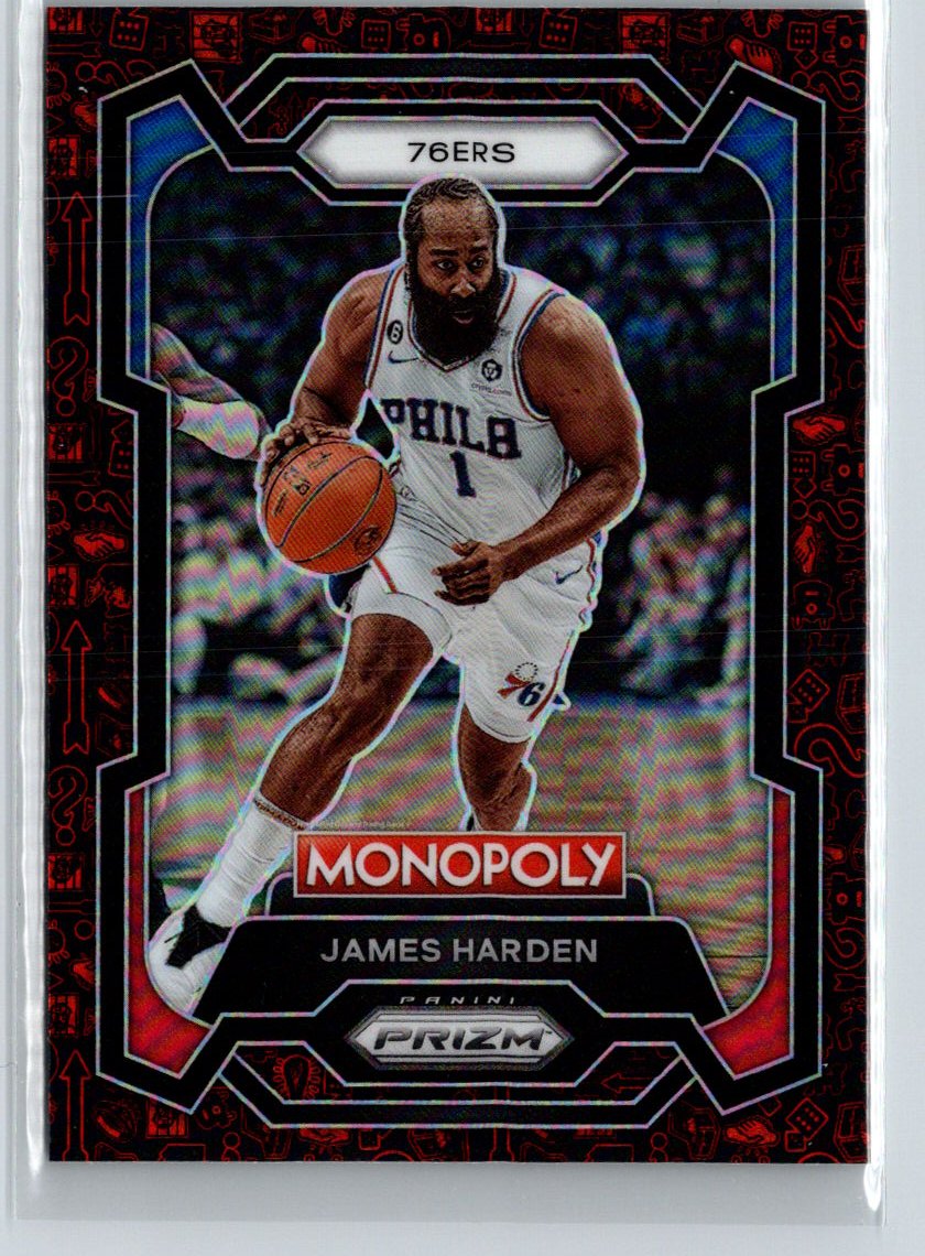 2023-24 Panini Prizm Monopoly #67 James Harden Monopoly Man Red Pattern J12