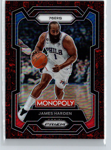2023-24 Panini Prizm Monopoly #67 James Harden Monopoly Man Red Pattern J12