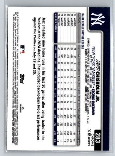 2025 Topps Chrome #283 Jazz Chisholm Jr. Raywave Refractors J13