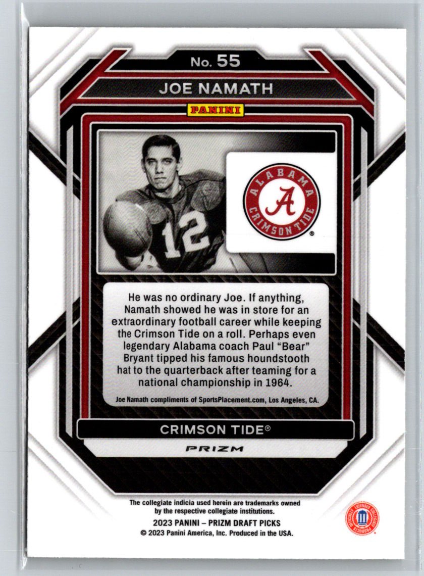 2023 Panini Prizm Draft Picks #55 Joe Namath Prizms Gold Ice J13