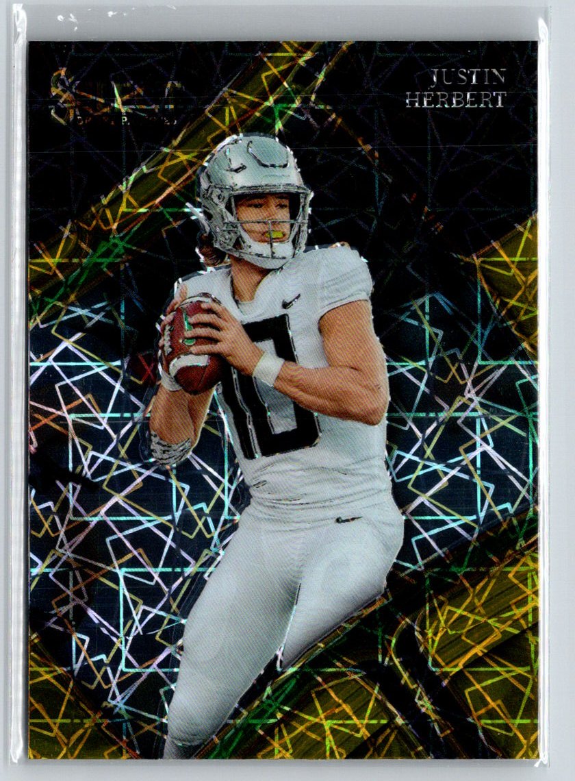 2023 Panini Select Draft Picks #134 Justin Herbert Gold Lazer Prizm J14