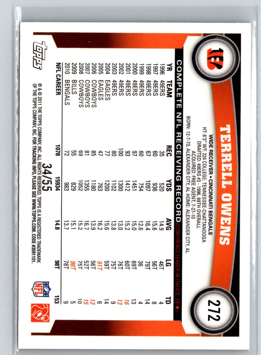 2011 Topps #272 Terrell Owens Black #/55 J15