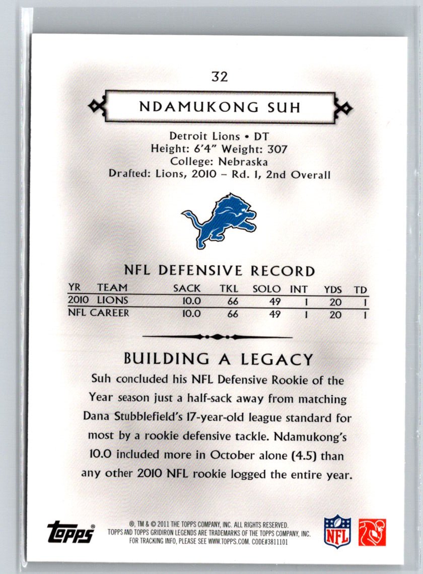 2011 Topps Gridiron Legends #32 Ndamukong Suh Bronze #/299 J15