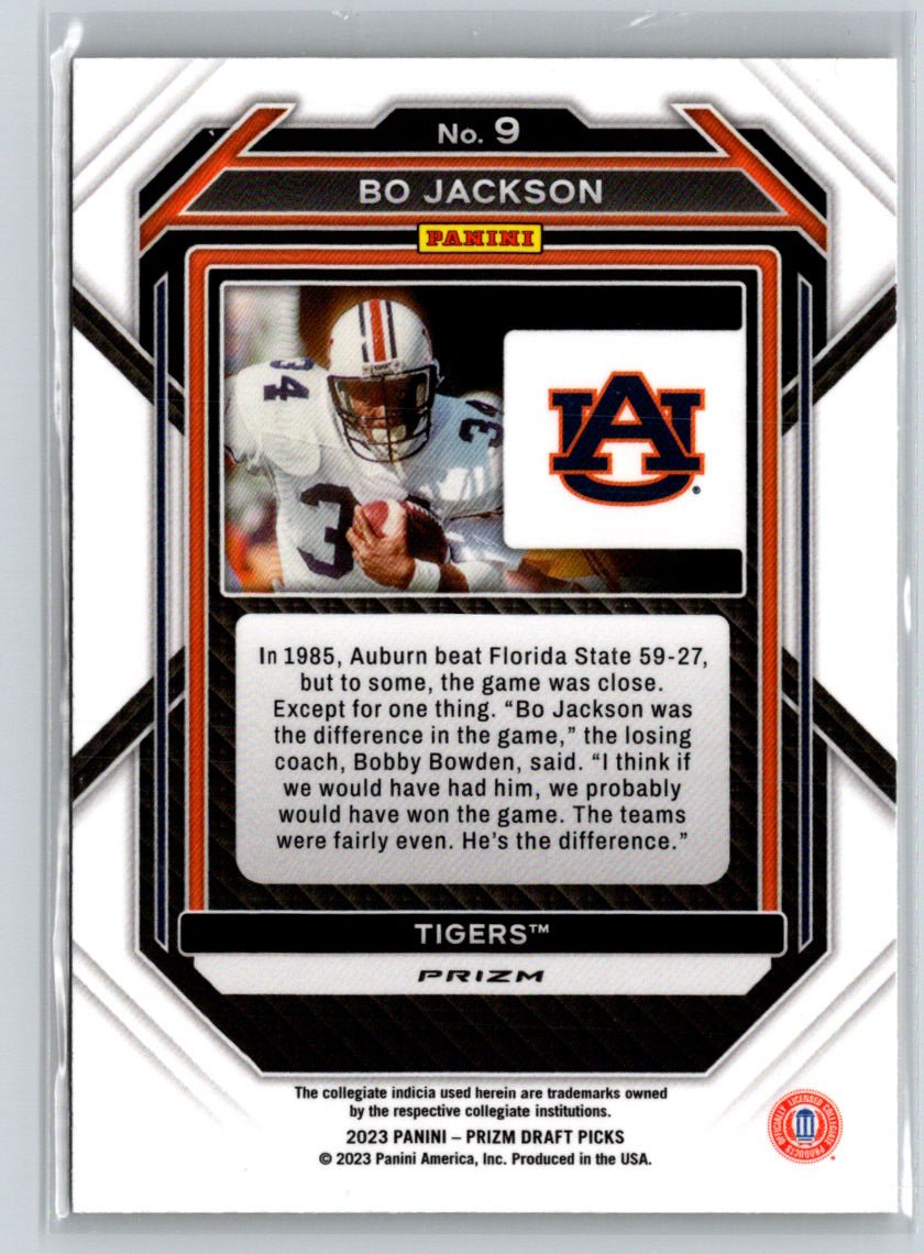 2023 Panini Prizm Draft Picks #9 Bo Jackson Prizms Gold Ice J15