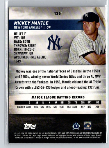 2024 Stadium Club #136b Mickey Mantle J21