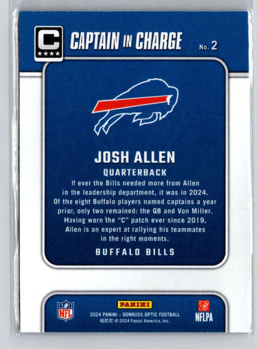 2024 Donruss Optic #2 Josh Allen Captain In Charge J22