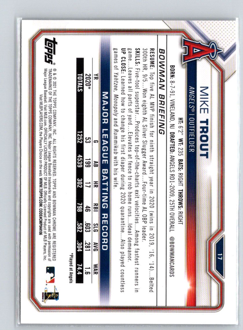 2021 Bowman #17 Mike Trout J22