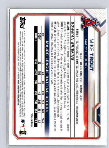 2021 Bowman #17 Mike Trout J22