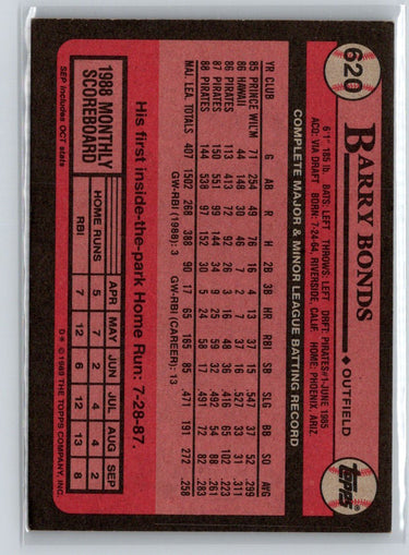1989 Topps #620 Barry Bonds J23