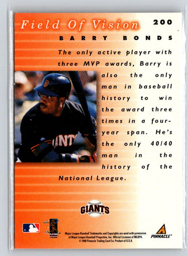 1998 Pinnacle Inside #38 Barry Bonds J25