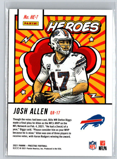 2021 Panini Prestige #HE-7 Josh Allen Heroes J25