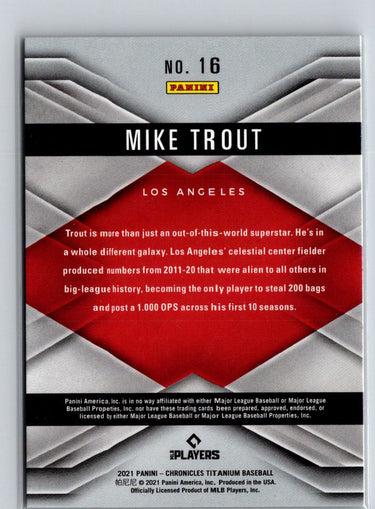 2021 Panini Chronicles #16 Mike Trout Titanium J25
