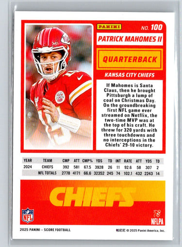 2025 Score #100 Patrick Mahomes II J28