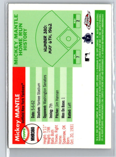 2006 Topps Chrome #MHR390 Mickey Mantle Mickey Mantle Home Run History J29