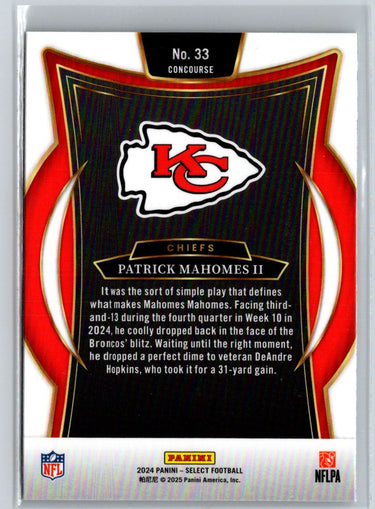 2024 Panini Select #33 Patrick Mahomes II J29