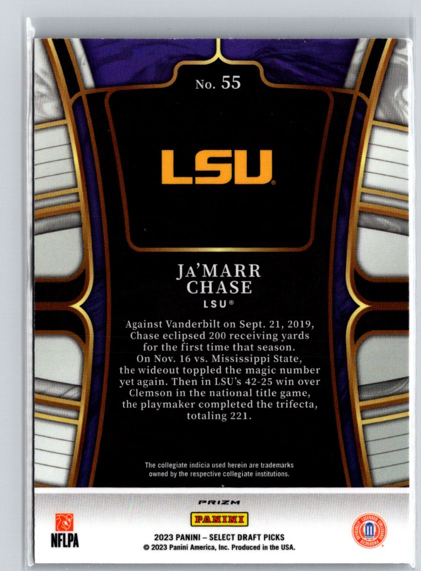 2023 Panini Select Draft Picks #55 Ja'Marr Chase Red Lazer Prizm J30