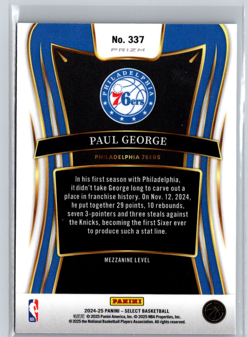 2024-25 Panini Select #337 Paul George Blue Prizm J30