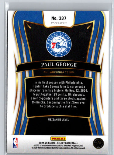 2024-25 Panini Select #337 Paul George Blue Prizm J30
